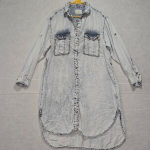 Dashe Hand Made Luxury Denim Shirt Dress Embellished Pockets Size M